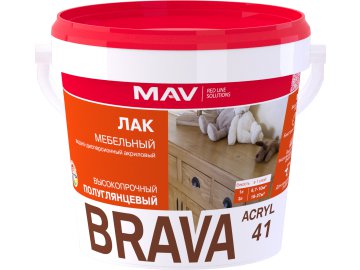 Лак BRAVA ACRYL 41 мебельный (ВД-АК-2041) бесцветный полуглянцевый 1л (1кг)