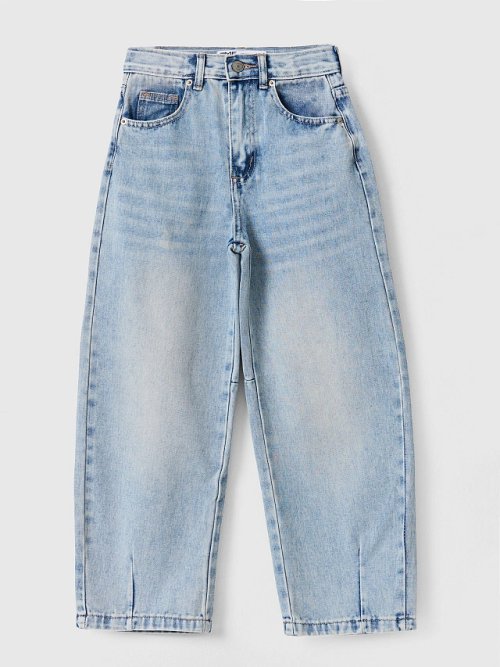 Джинсы для девочек barrel fit голубые, фото 4 из 10