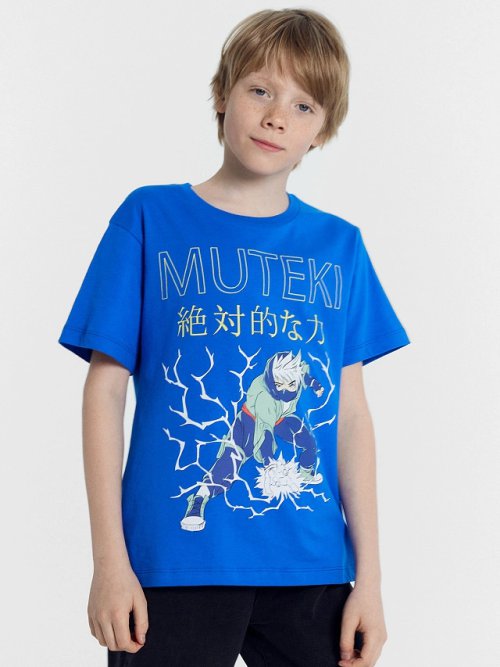 Футболка для мальчиков синяя с печатью, фото 3 из 8