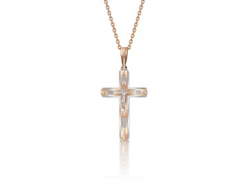 Подвеска крест православный Platina Jewelry, красное золото 585 проба