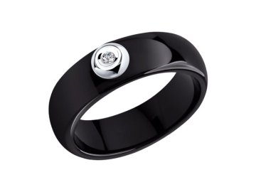 Кольцо декоративное SOKOLOV, белое золото 585 проба, вставка бриллиант/керамика