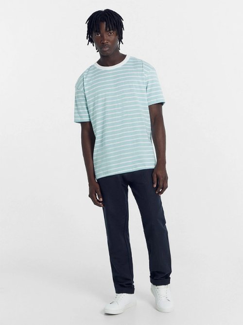 Футболка мужская пыльно-бирюзовая в белую полоску, фото 3 из 5