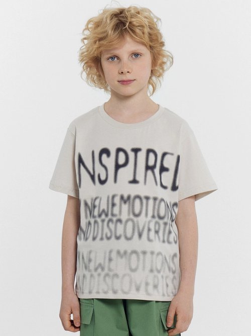 Футболка для мальчиков серая с печатью, фото 2 из 5