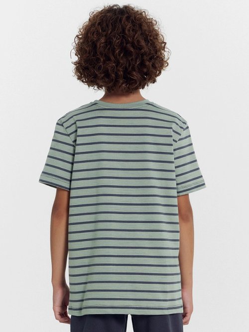 Футболка для мальчиков в серо-зеленую полоску, фото 4 из 5