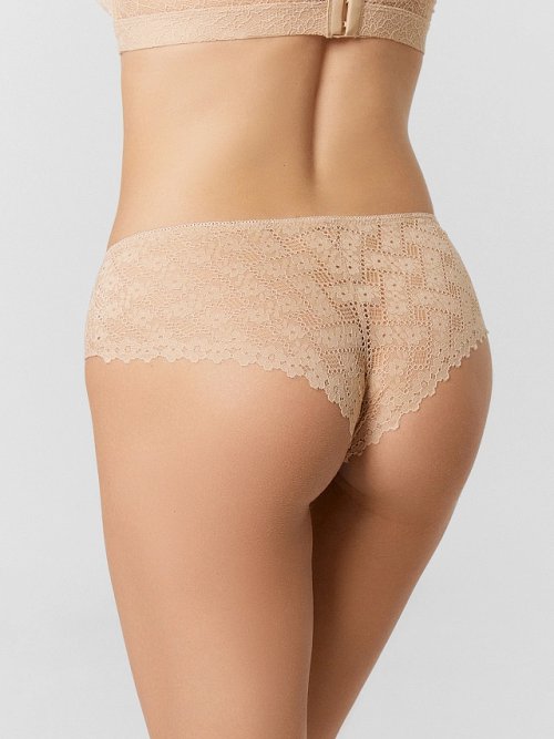 Трусы шорты женские бежевые кружевные, фото 5 из 26