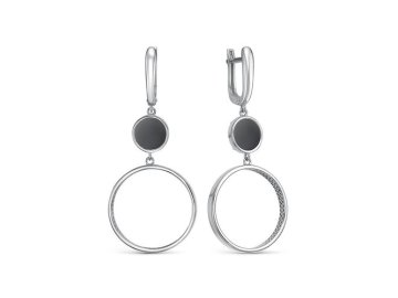 Серьги длинные Berger, серебро 925 проба, вставка оникс