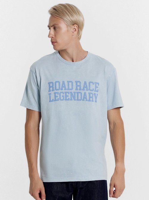 Футболка мужская голубая с печатью, фото 1 из 5