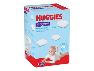 Детские одноразовые трусики-подгузники Huggies ULTRA COMFORT Box 3 Boy (6-11кг) 116шт.