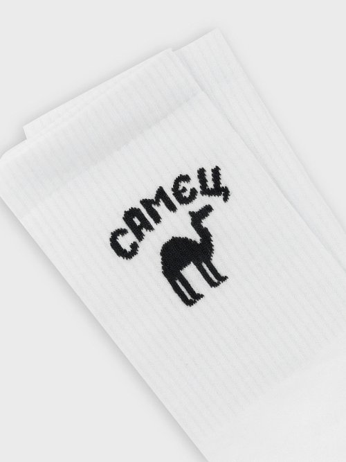 Носки мужские высокие белые с надписью "Самэц", фото 6 из 24
