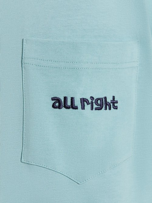 Футболка мужская голубая с вышивкой "all right", фото 5 из 12