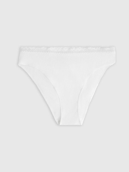 Трусы женские классические в белом цвете с кружевным поясом, фото 8 из 24