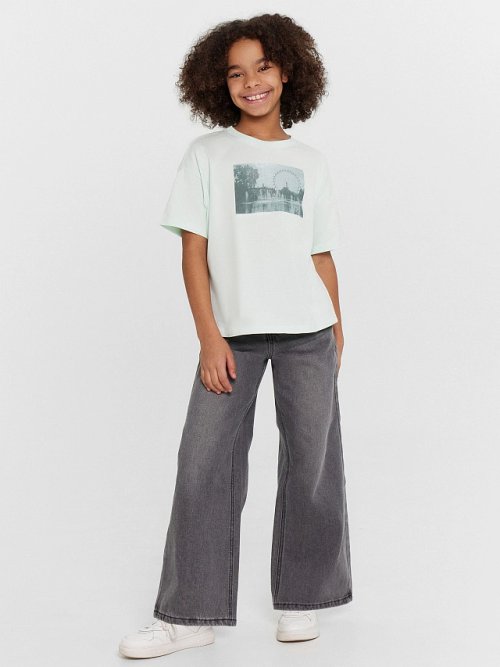 Джинсы для девочек серые, фото 3 из 6