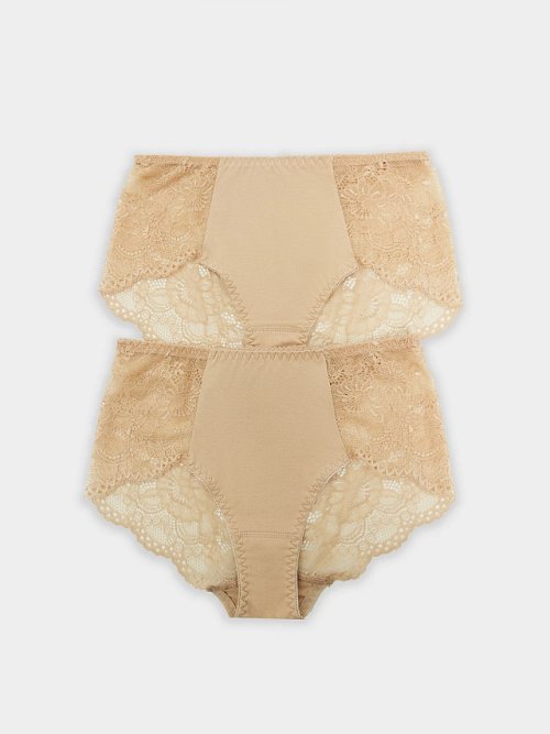 Трусы макси женские бежевые, в наборе, 2 шт, фото 8 из 30