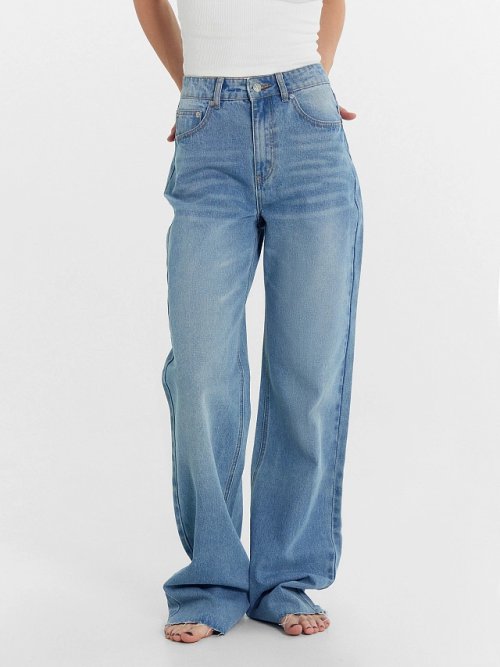 Брюки женские джинсовые wide leg fit голубые, фото 2 из 40