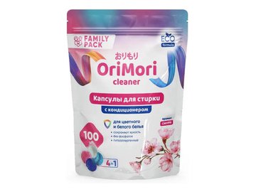 Капсулы для стирки OriMori Family pack Сакура 4 в 1, 100 шт