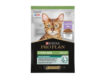 Пауч Purina Pro Plan для взрослых кошек после стерилизации/кастрации с индейкой в желе, MAINTENANCE, 85 г