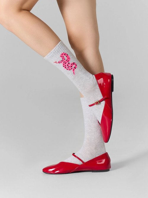 Носки женские серые с рисунком змеи, фото 5 из 7