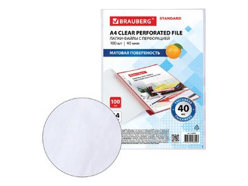 Файлы А4 STANDAR,100 шт, матовые, 40 мкм, BRAUBERG 229660