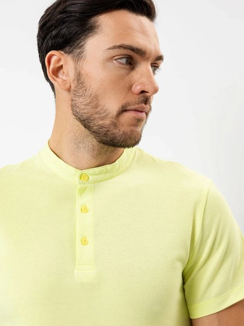 Джемпер-поло хлопковый в лимонно-желтом цвете, фото 4 из 6