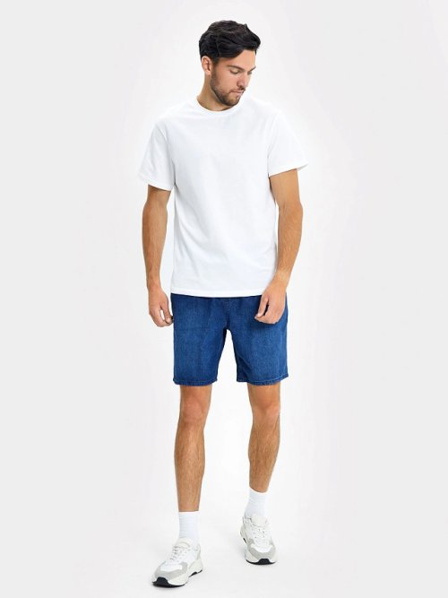 Джинсовые шорты для мужчин, темно-синие, со шнуровкой, фото 3 из 6