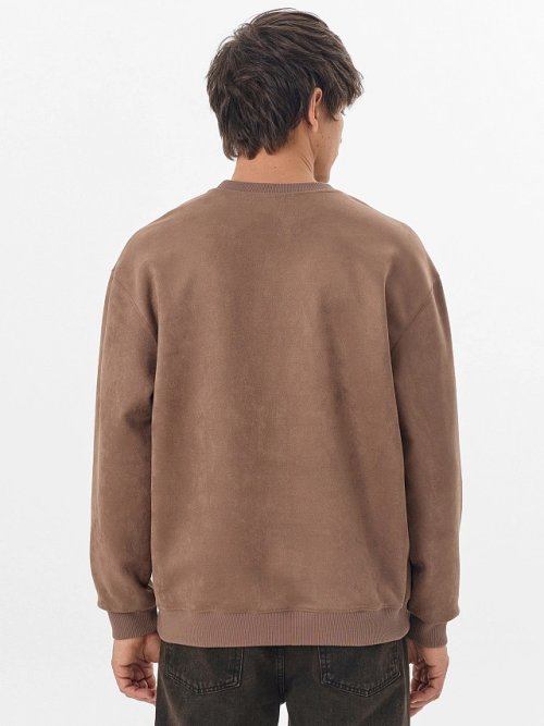 Свитшот мужской бежевый с эффектом замши, фото 2 из 6