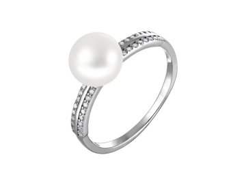 Кольцо декоративное JUVEDEL, белое серебро 925 проба, вставка фианит/жемчуг