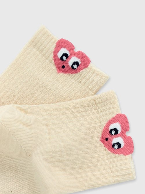 Носки женские бежевые с узором в виде сердечка, фото 4 из 4