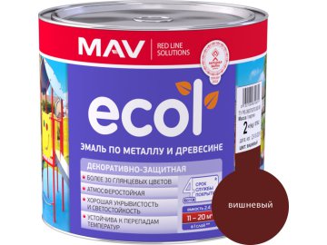 Эмаль ECOL по металлу и древесине (ПФ-115) вишневая глянцевая  2,4л (2 кг)