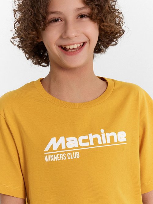 Футболка для мальчиков желтая с надписью "Machine winners club", фото 5 из 5