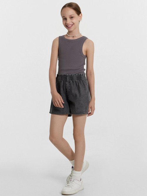 Шорты джинсовые для девочек серые, фото 1 из 5