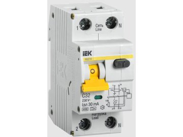 Дифавтомат (АВДТ) IEK АВДТ 32 1P+N C32 30мА тип A