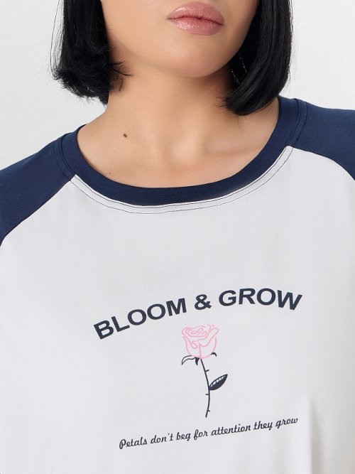 Сорочка ночная женская белая с надписью "Bloom&amp;Grow", фото 3 из 8