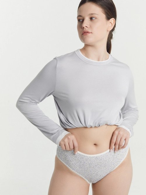 Трусы женские макси молочно-бежевые с цветочной россыпью, фото 3 из 15