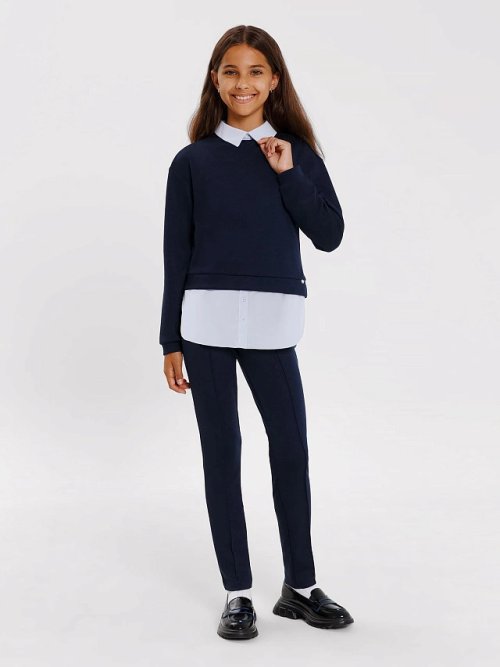 Однотонные легинсы в темно-синем цвете для девочек, фото 1 из 5