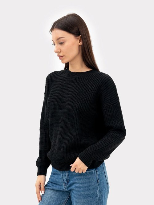 Джемпер женский вязаный в черном цвете, фото 4 из 5