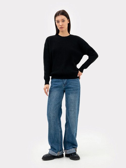 Джемпер женский вязаный в черном цвете, фото 2 из 5