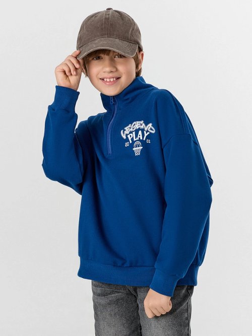 Толстовка для мальчиков синяя с принтом, фото 6 из 7