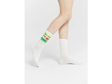 Носки женские белые с рисунком в виде надписи "Эти носки мне муж купил"