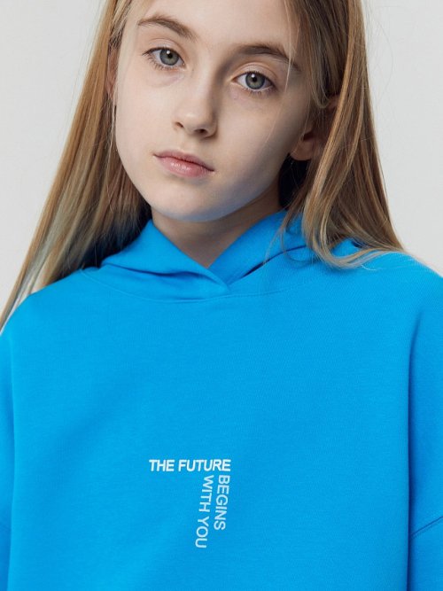 Анорак для девочек в голубом цвете с печатью, фото 3 из 17