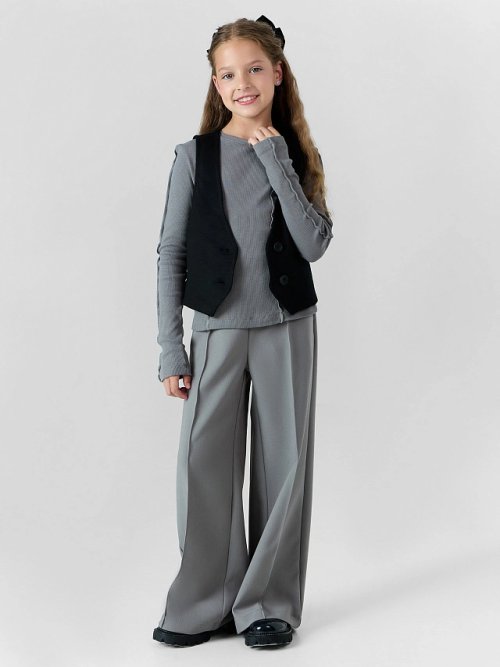 Лонгслив для девочек серый, фото 11 из 60