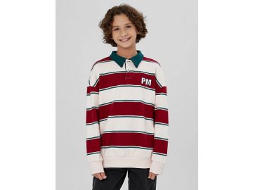 Свитшот для мальчиков в молочно-красную полоску