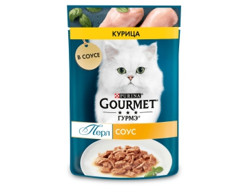 Пауч Гурмэ Perle для взрослых кошек, с курицей в соусе, 75 г