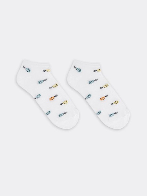 Носки мужские короткие белые с рисунком в виде креветок, фото 3 из 4