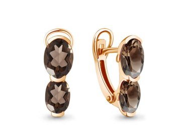 Серьги с английским замком Aquamarine, красное золото 585 проба, вставка кварц