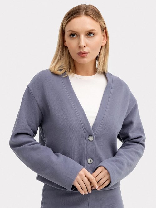 Кардиган женский укороченный в синем цвете, фото 3 из 8