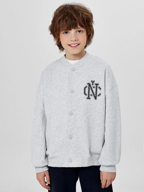 Толстовка для мальчика серая с печатью, фото 2 из 7