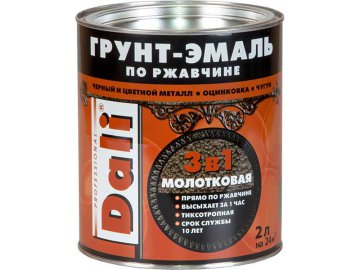 Эмаль DALI Молотковая по ржавчине 3 в 1 (2л, черный)