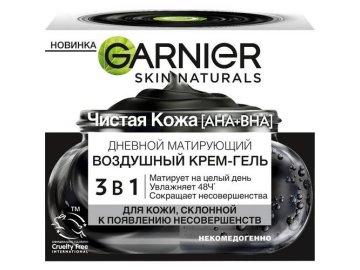 Крем-гель для лица GARNIER Skin Naturals Чистая Кожа [AHA+BHA] дневной матирующий воздушный, 50 мл