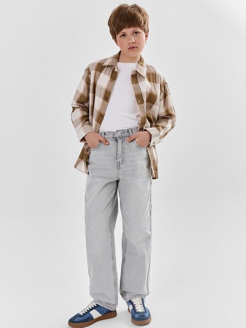Джинсы для мальчиков Baggy relaxed fit серые, фото 1 из 7