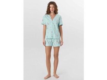 Комплект домашний женский зеленый с принтом